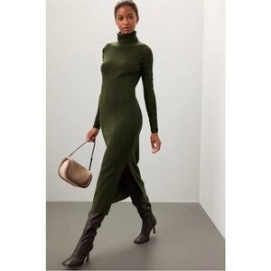 Esteban Cortazar Olive Mesh Sleeve Dress, Size: S